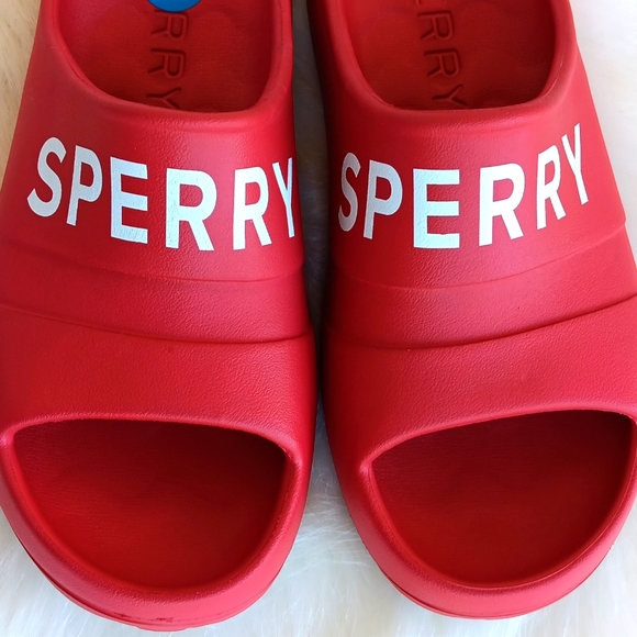 ❤️Sperry preppy patriotic July 4th red float slides with logo - Picture 9 of 10